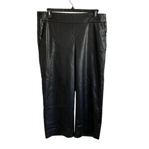 Chico’s Black Faux Leather Cropped Wide Leg Pull on Pants - Size 16